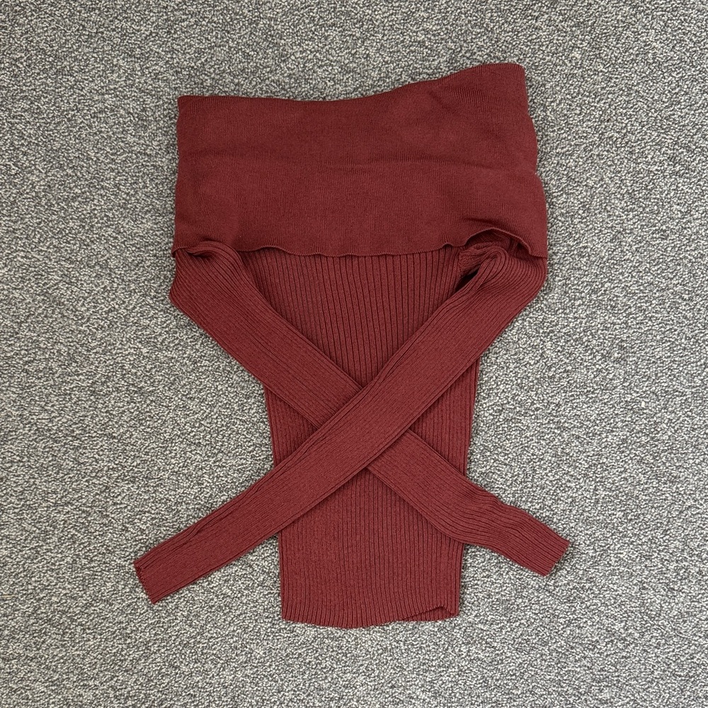 By Together Burgundy Off-Shoulder Sweater